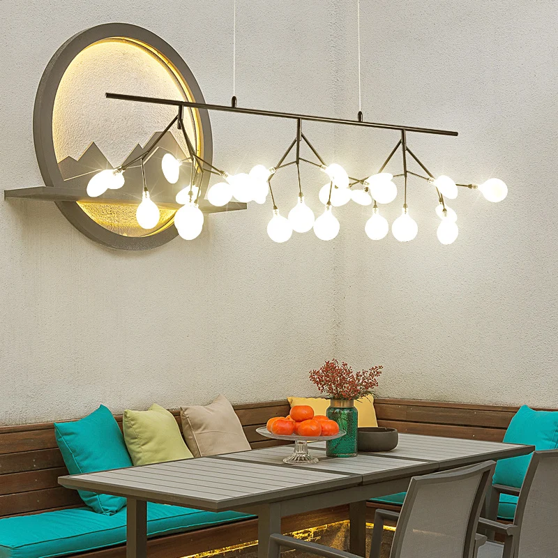 Cordon de suspension réglable, 27 lumières, éclairage d'île, pendentif moderne en métal luciole pour chambre à coucher Cle...