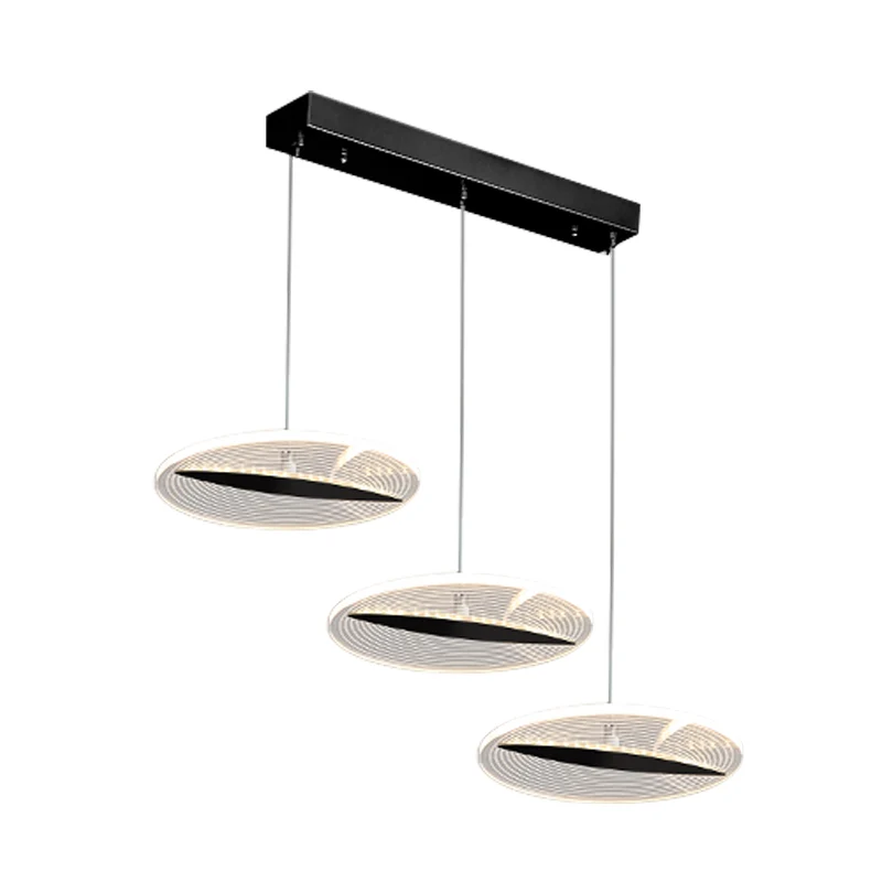 Disque multi-pendentif minimaliste acrylique 3 têtes salle à manger LED plafonnier en blanc/noir/or Clearhalo