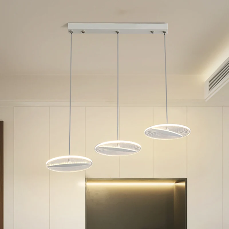 Disque multi-pendentif minimaliste acrylique 3 têtes salle à manger LED plafonnier en blanc/noir/or Clearhalo