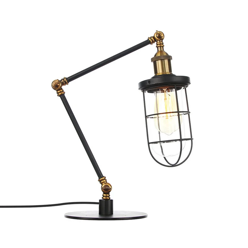 Fil de protection en métal, éclairage de Table de Style nautique, 1 lumière réglable, noir/laiton, lampe de Table pour Res...