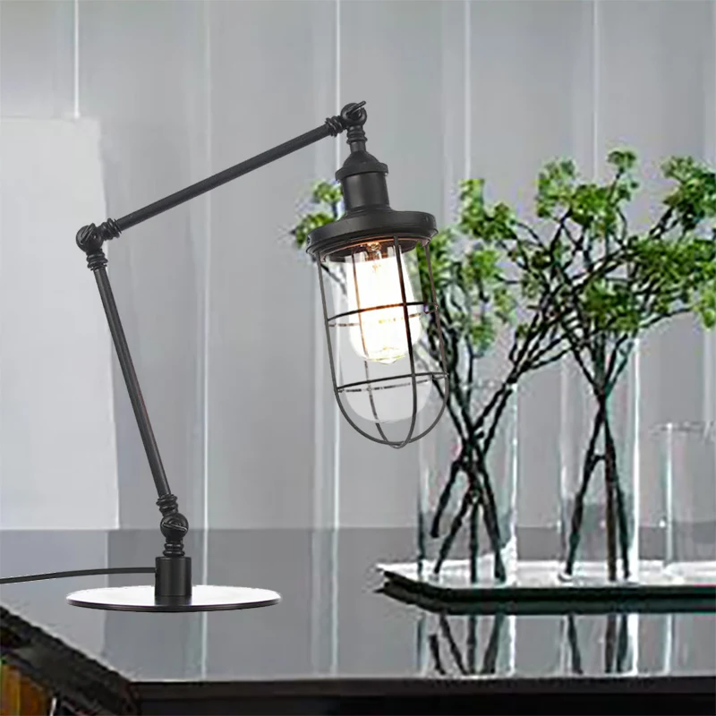Fil de protection en métal, éclairage de Table de Style nautique, 1 lumière réglable, noir/laiton, lampe de Table pour Res...