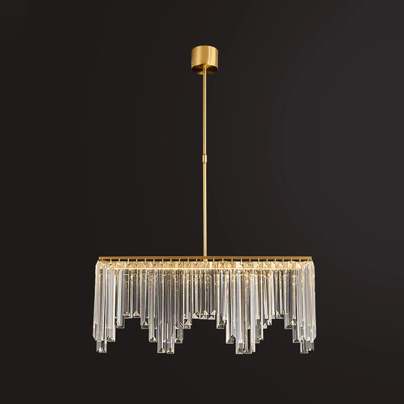 Finition en laiton LED île lumière postmoderne flûte en cristal lampe suspendue ondulée sur la table Clearhalo