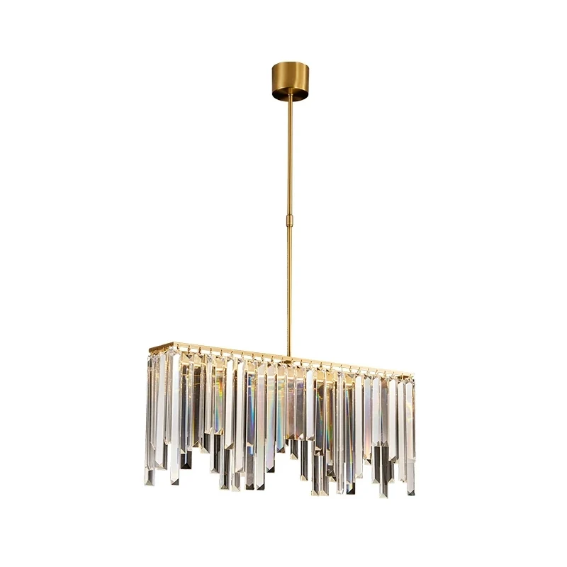Finition en laiton LED île lumière postmoderne flûte en cristal lampe suspendue ondulée sur la table Clearhalo