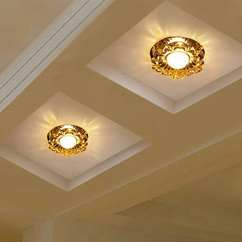 Floweret – plafonnier LED en cristal ambre moderne, luminaire de plafond pour porche Clearhalo