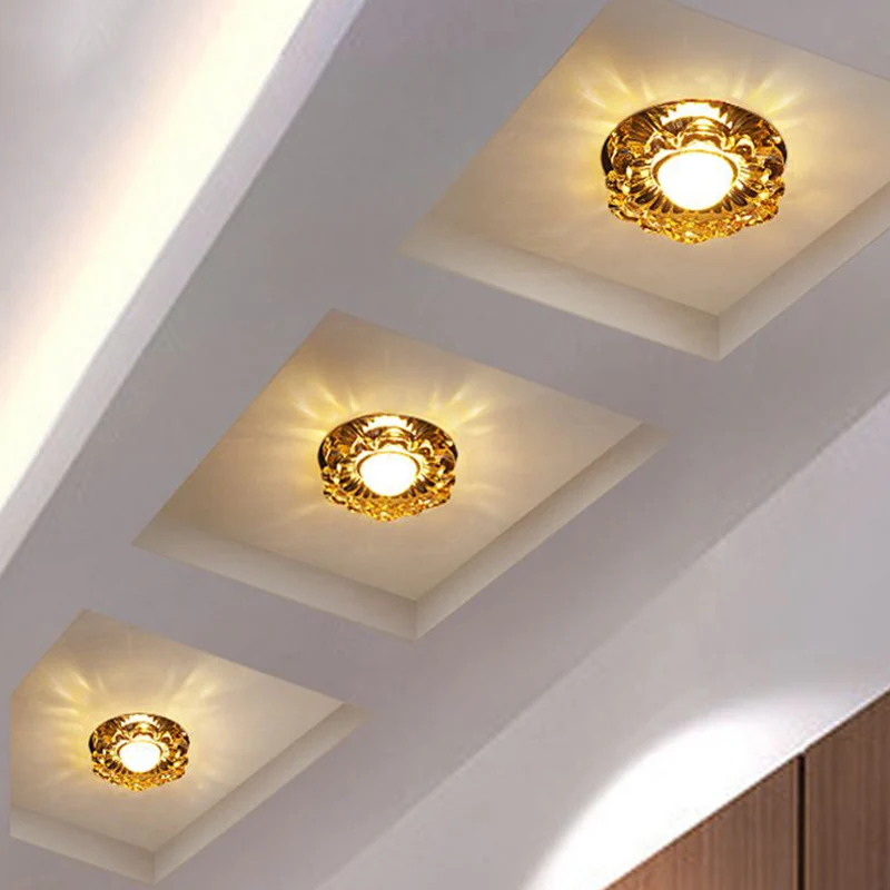 Floweret – plafonnier LED en cristal ambre moderne, luminaire de plafond pour porche Clearhalo