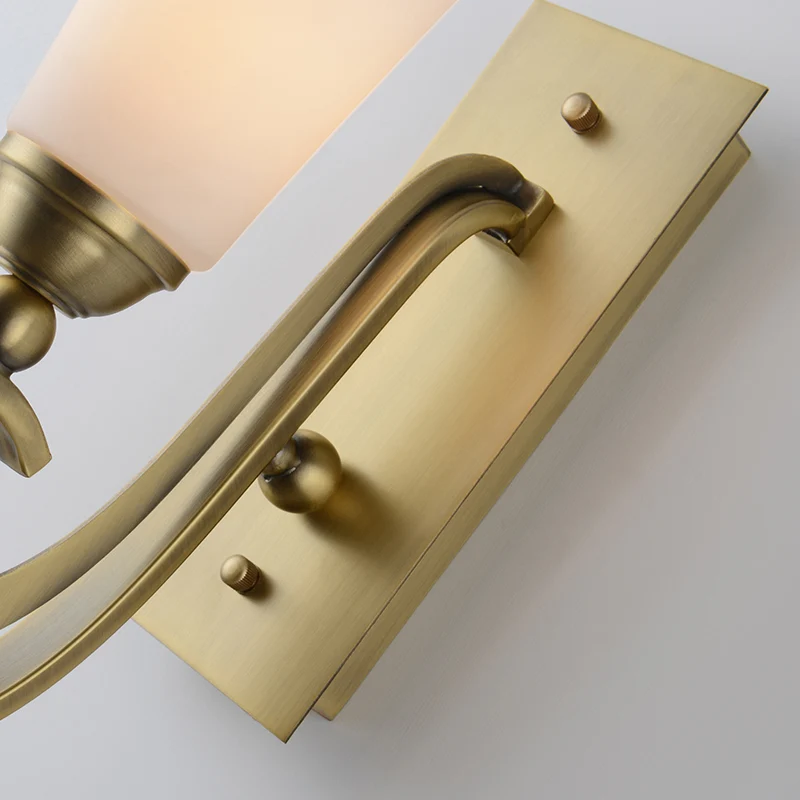 1 Head Tapered Wall Mount Lighting Modernism Style Frosted Glass Wall Light Golden Curved Arm Clearhalo
