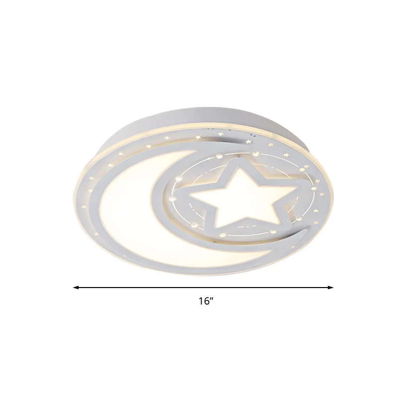 Joli plafonnier LED blanc lune et étoile plafonnier en acrylique pour la maternelle Clearhalo