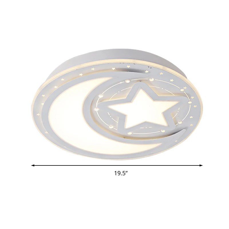 Joli plafonnier LED blanc lune et étoile plafonnier en acrylique pour la maternelle Clearhalo