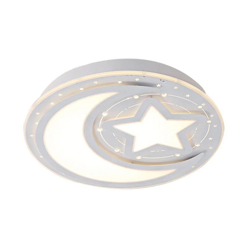 Joli plafonnier LED blanc lune et étoile plafonnier en acrylique pour la maternelle Clearhalo