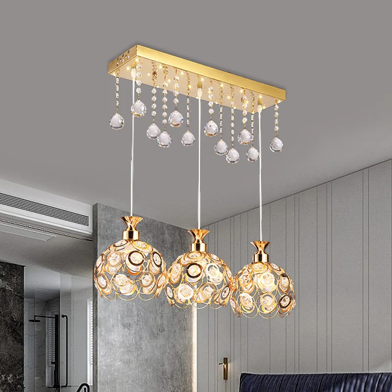 Kit de lampe suspendue moderne à 3 têtes en forme de dôme avec finition dorée Clearhalo