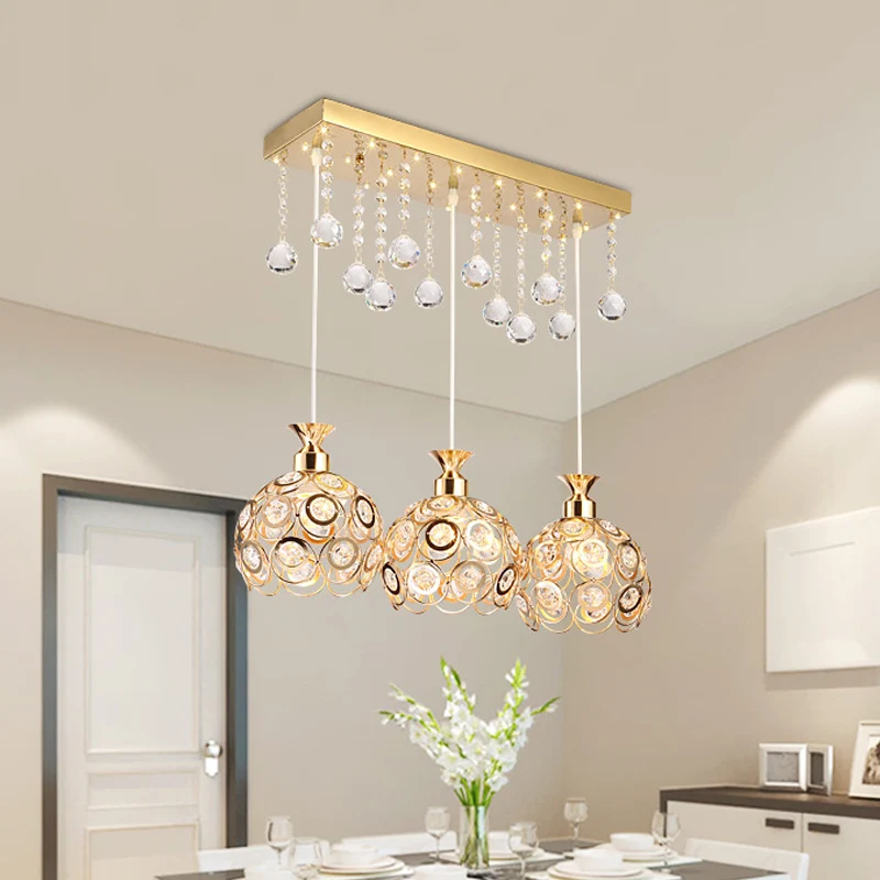 Kit de lampe suspendue moderne à 3 têtes en forme de dôme avec finition dorée Clearhalo