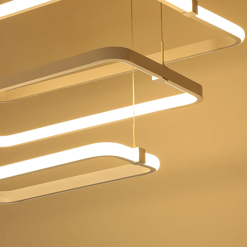 Kit de suspension rectangulaire en métal, lustre suspendu minimaliste à LED blanches, lumière chaude/blanche Clearhalo