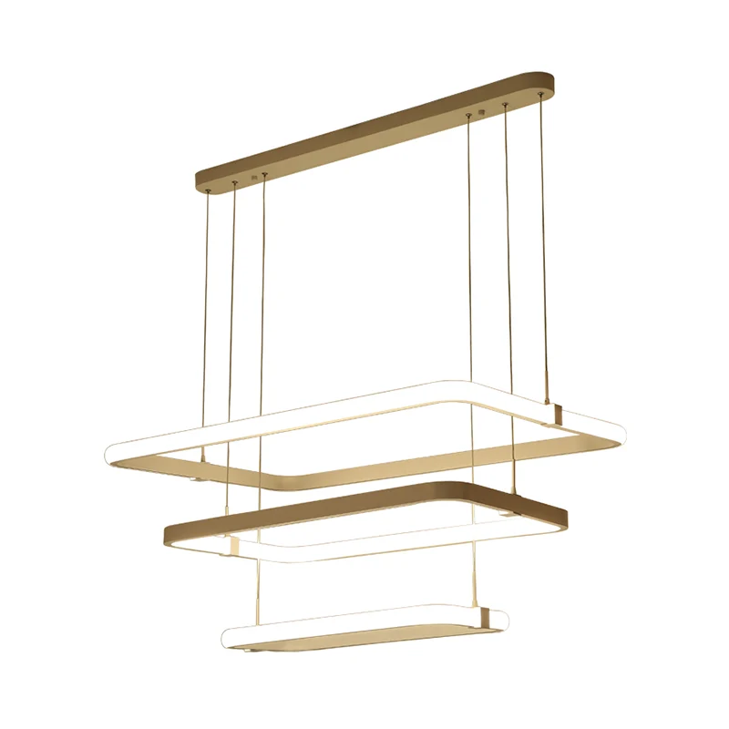 Kit de suspension rectangulaire en métal, lustre suspendu minimaliste à LED blanches, lumière chaude/blanche Clearhalo