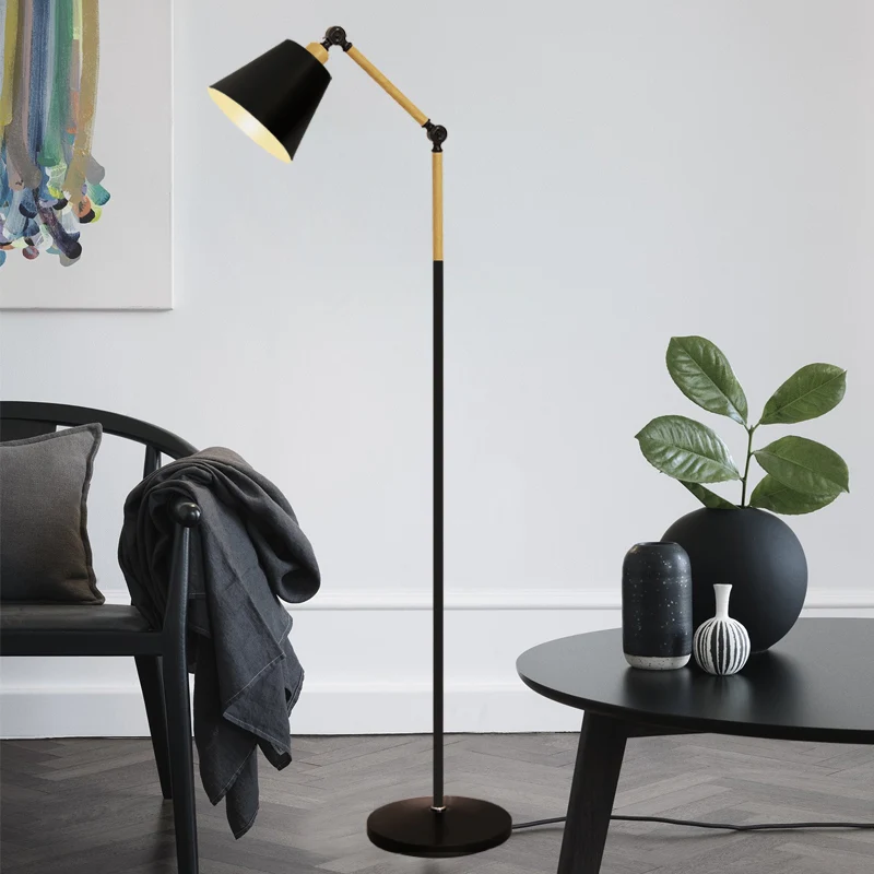 Lampadaire conique rotatif à une ampoule, lampe sur pied nordique en métal pour salon Clearhalo