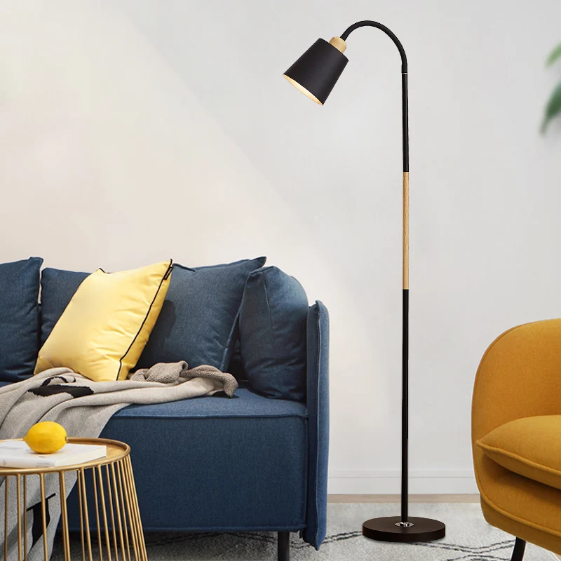 Lampadaire conique rotatif à une ampoule, lampe sur pied nordique en métal pour salon Clearhalo