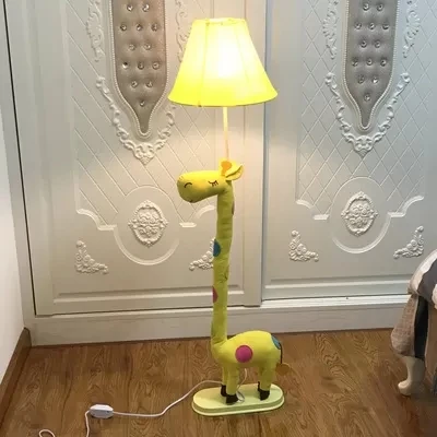 Lampadaire en forme de girafe avec abat-jour conique 1 lampe en tissu animal pour chambre à coucher Clearhalo