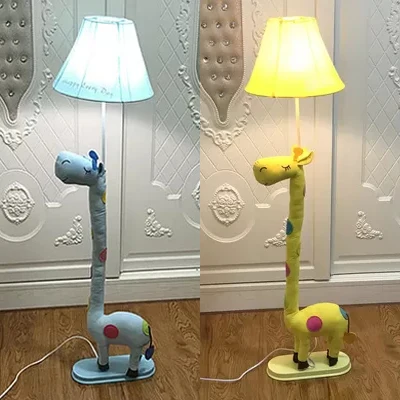 Lampadaire en forme de girafe avec abat-jour conique 1 lampe en tissu animal pour chambre à coucher Clearhalo