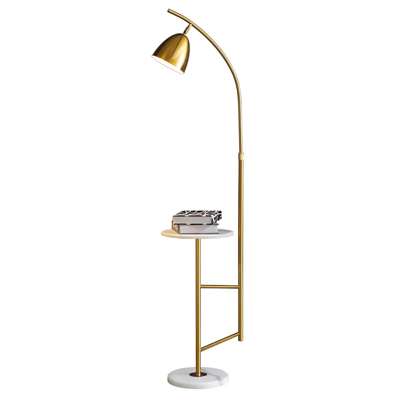 Lampadaire de salon simple en métal Simplicity avec plateau et base en marbre Clearhalo