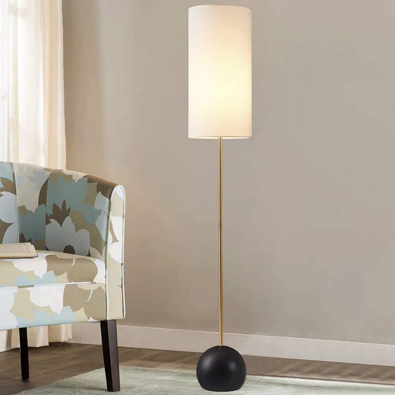 Lampadaire simple à ampoule unique en forme de cylindre, lampe sur pied en tissu pour salon Clearhalo