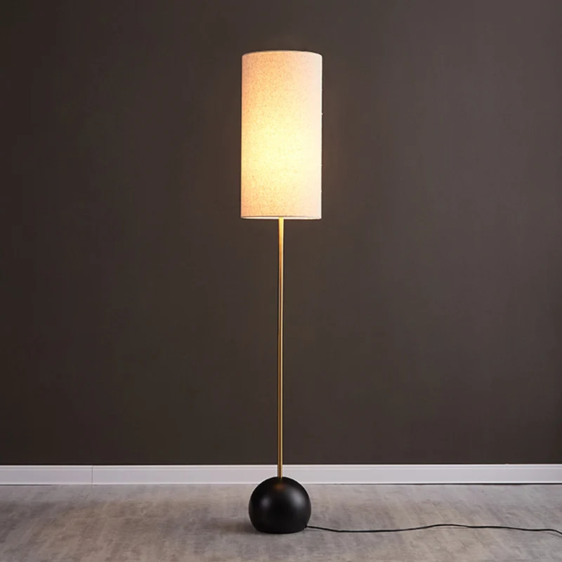 Lampadaire simple à ampoule unique en forme de cylindre, lampe sur pied en tissu pour salon Clearhalo