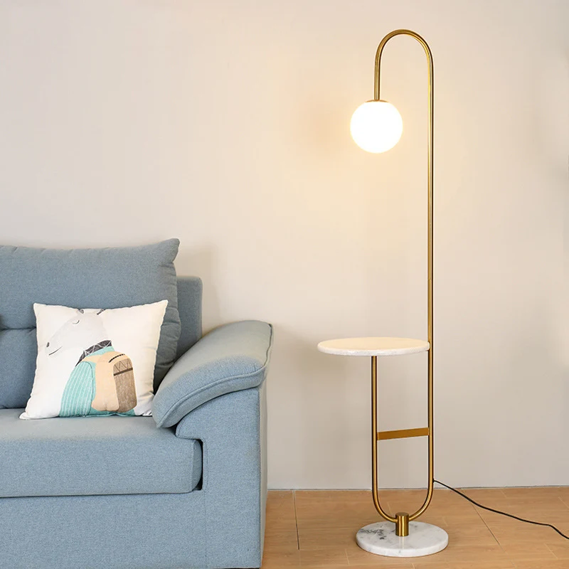 Lampadaire sur pied boule de verre laiteux, lampadaire nordique de lecture à 1 tête avec décoration de Table à thé Clearhalo
