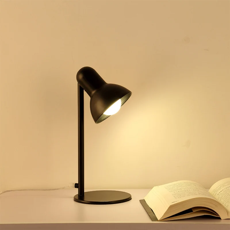 Lampe de bureau à abat-jour en forme de dôme noir/blanc, Loft élégant en métal, 1 ampoule, Mini éclairage de bureau sur pi...