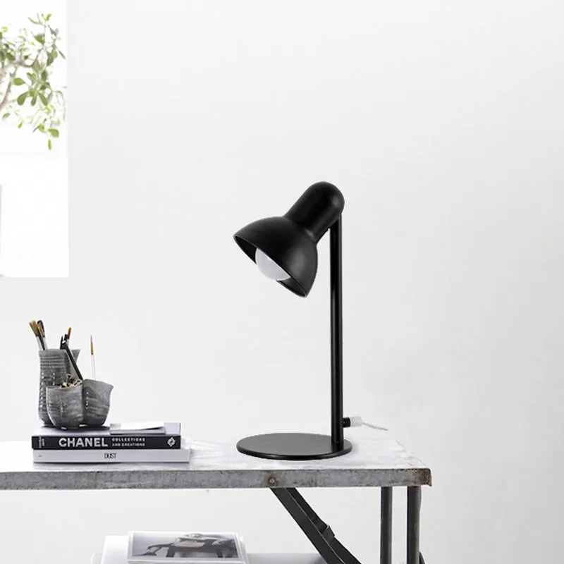 Lampe de bureau à abat-jour en forme de dôme noir/blanc, Loft élégant en métal, 1 ampoule, Mini éclairage de bureau sur pi...