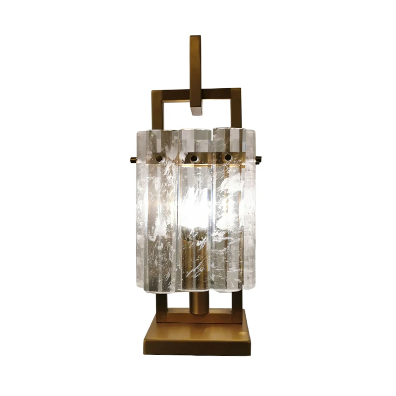 Lampe de bureau rectangulaire dorée, modernisme, 1 tête, lampe de chevet en cristal biseauté pour chambre à coucher Clearhalo