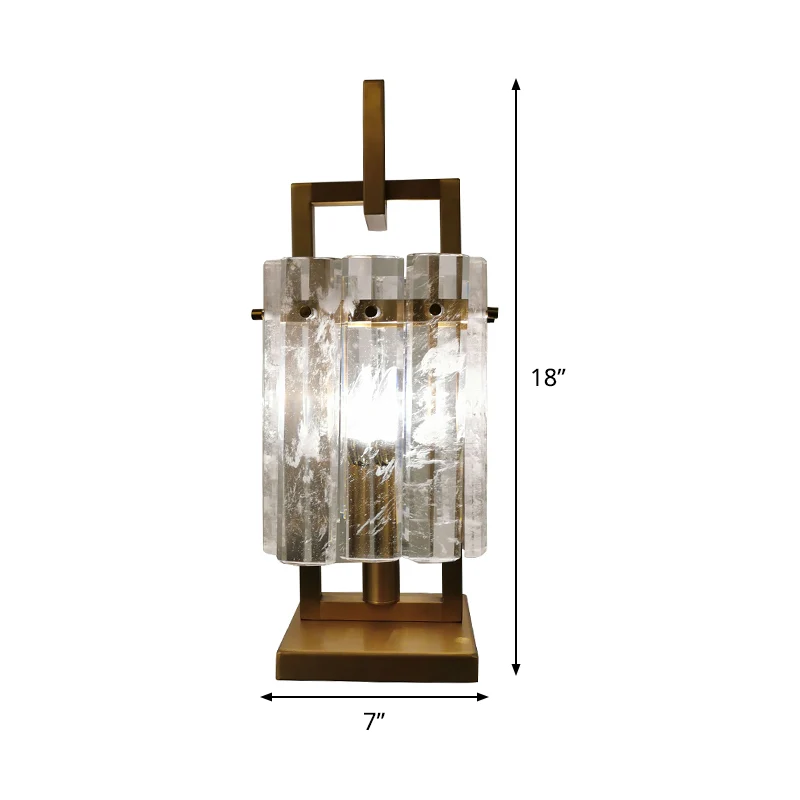 Lampe de bureau rectangulaire dorée, modernisme, 1 tête, lampe de chevet en cristal biseauté pour chambre à coucher Clearhalo