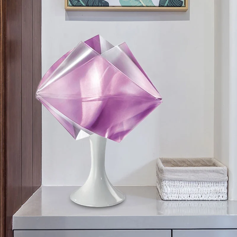 Lampe de chevet en rouleau violet/jaune, Style Simple, 1 ampoule, éclairage de Table de nuit en fer avec Base pour salon C...