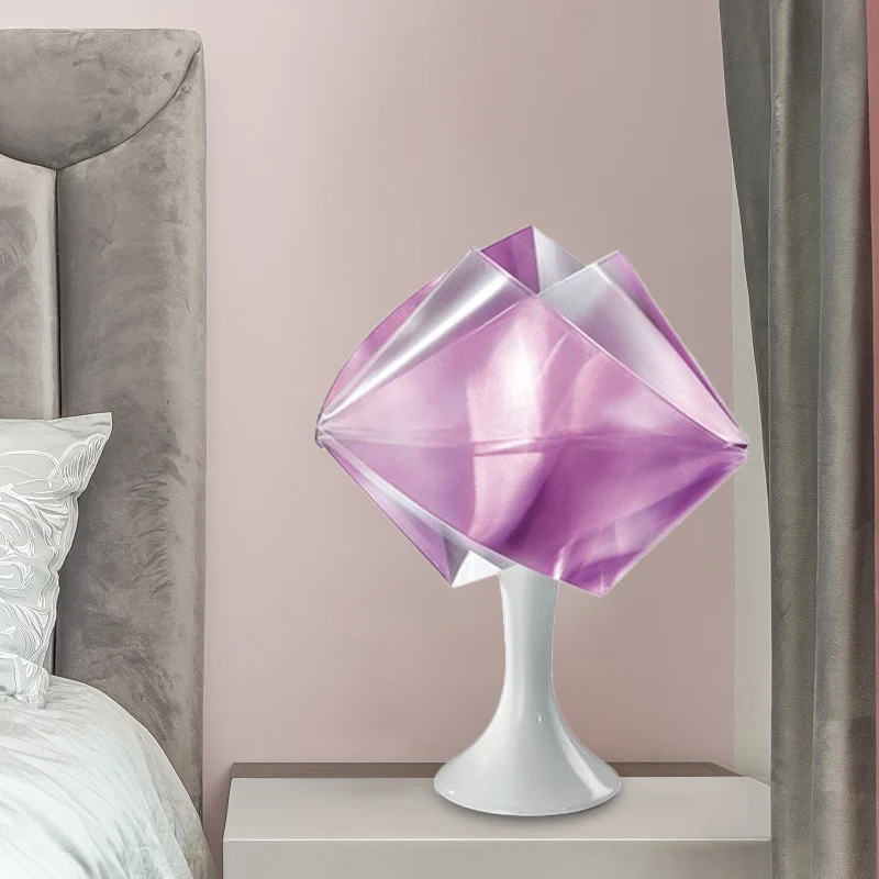 Lampe de chevet en rouleau violet/jaune, Style Simple, 1 ampoule, éclairage de Table de nuit en fer avec Base pour salon C...