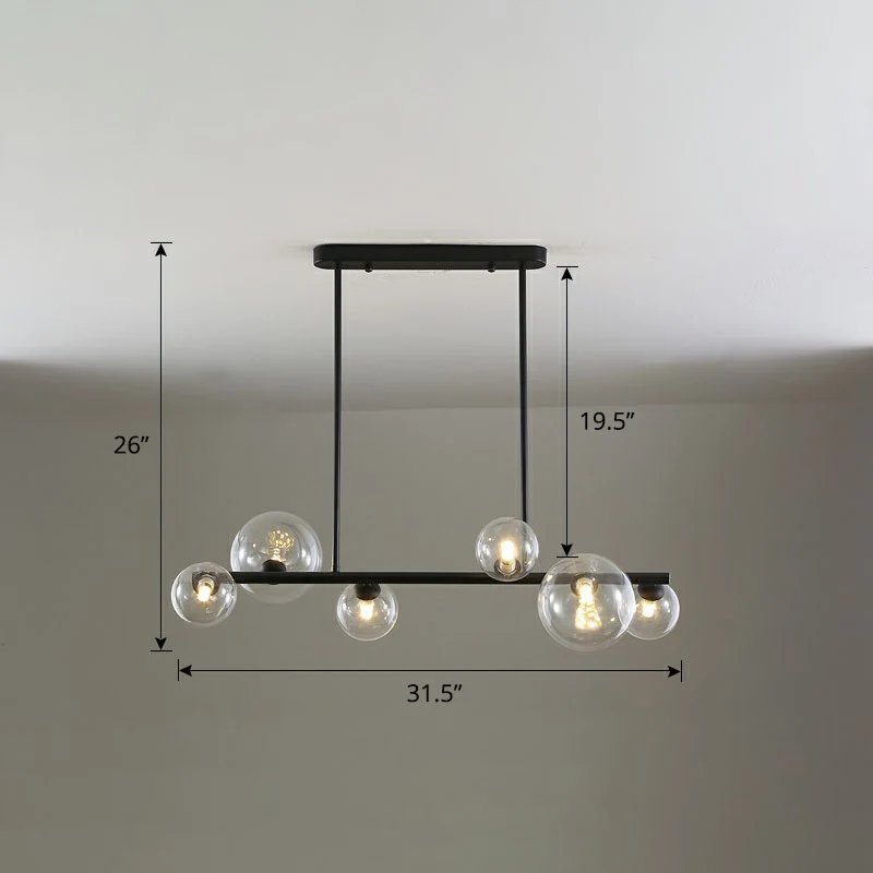 Lampe d'île à bulles en verre transparent, plafonnier suspendu contemporain pour salle à manger Clearhalo