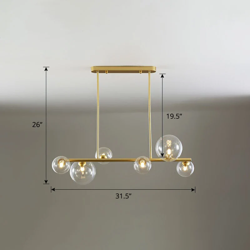 Lampe d'île à bulles en verre transparent, plafonnier suspendu contemporain pour salle à manger Clearhalo