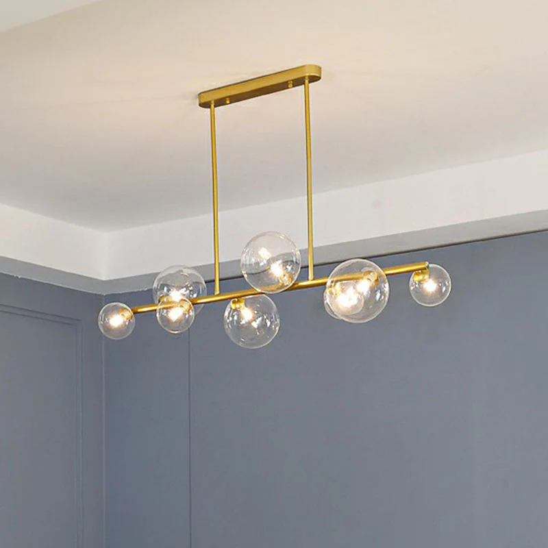 Lampe d'île à bulles en verre transparent, plafonnier suspendu contemporain pour salle à manger Clearhalo