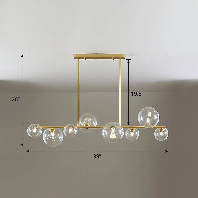Lampe d'île à bulles en verre transparent, plafonnier suspendu contemporain pour salle à manger Clearhalo