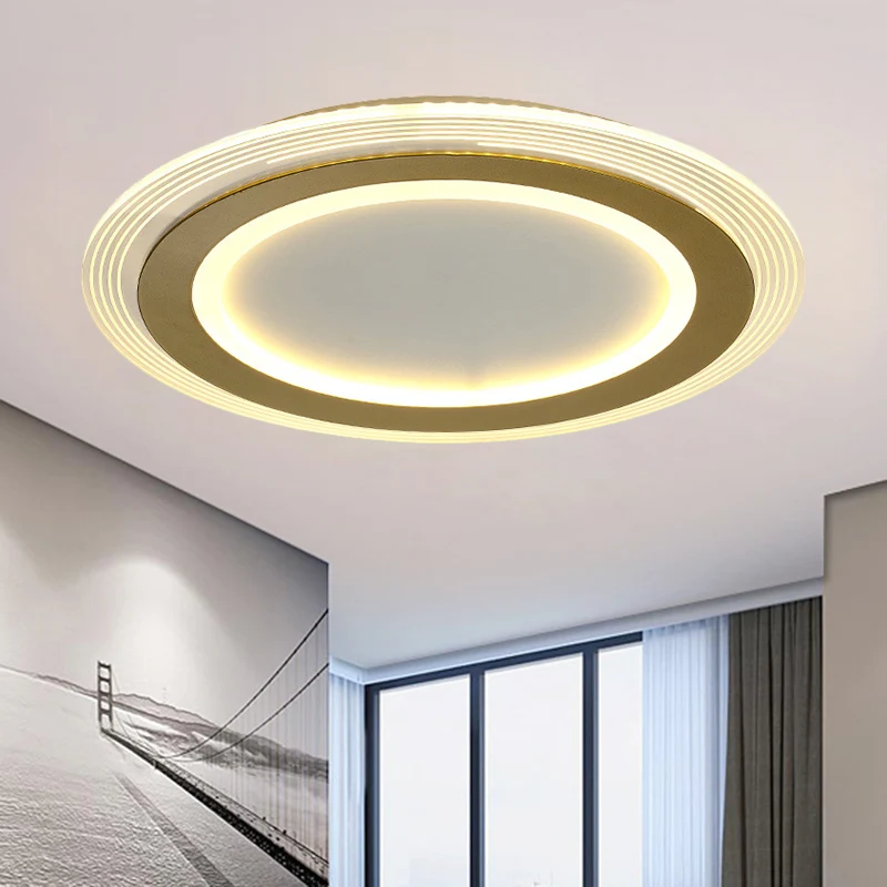 Lampe encastrée carrée/ronde métallique Modernisme LED Plafonnier doré, 16"/19,5" de large Clearhalo