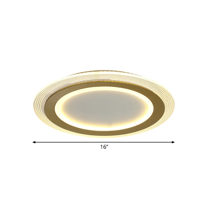 Lampe encastrée carrée/ronde métallique Modernisme LED Plafonnier doré, 16"/19,5" de large Clearhalo