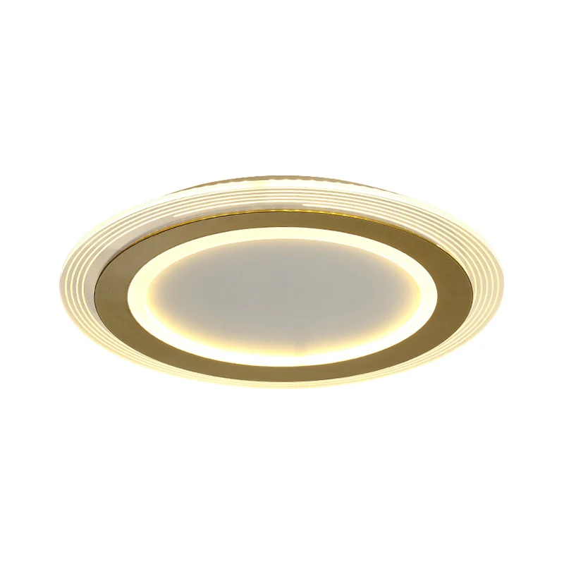 Lampe encastrée carrée/ronde métallique Modernisme LED Plafonnier doré, 16"/19,5" de large Clearhalo