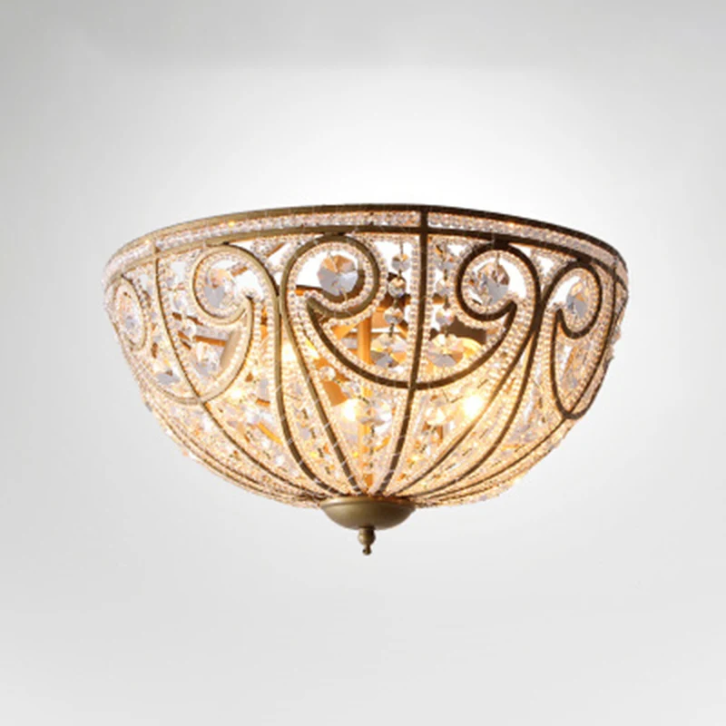 Lampe encastrée à dôme rustique, 5 lumières, octogones en cristal, plafonnier doré Clearhalo
