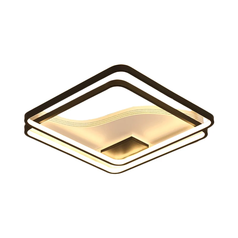 Lampe encastrée double carrée en fer minimalisme 18"/21,5" W LED éclairage de plafond noir en lumière chaude/blanche Clear...