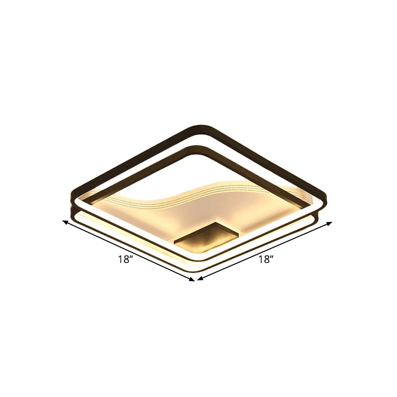 Lampe encastrée double carrée en fer minimalisme 18"/21,5" W LED éclairage de plafond noir en lumière chaude/blanche Clear...