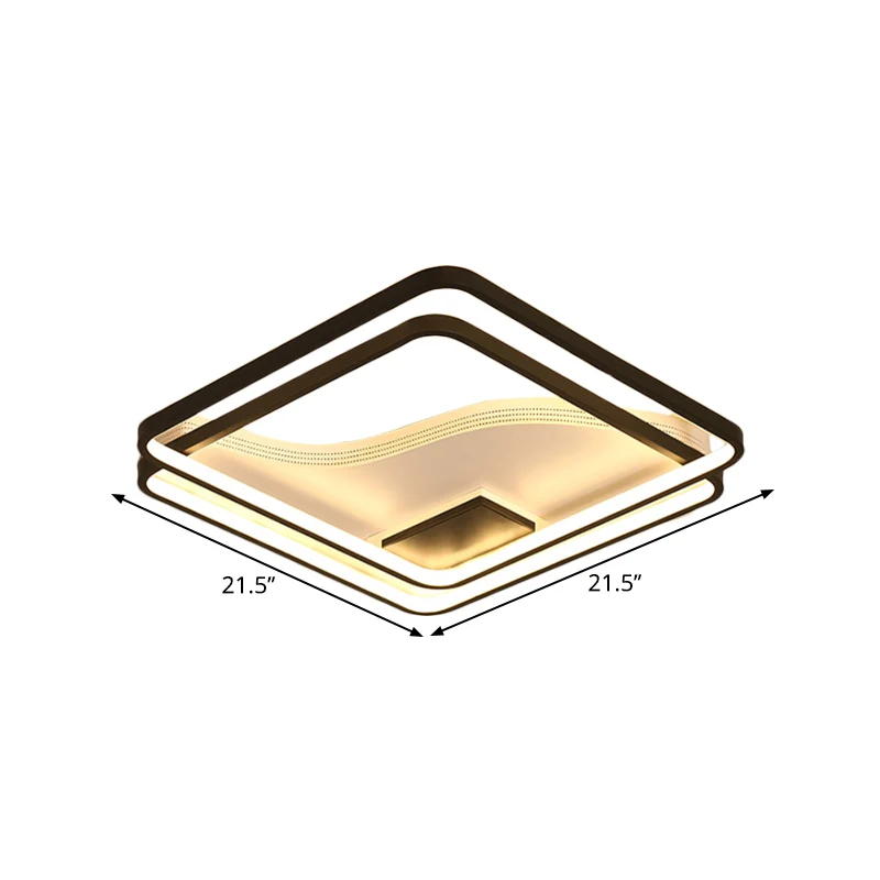 Lampe encastrée double carrée en fer minimalisme 18"/21,5" W LED éclairage de plafond noir en lumière chaude/blanche Clear...