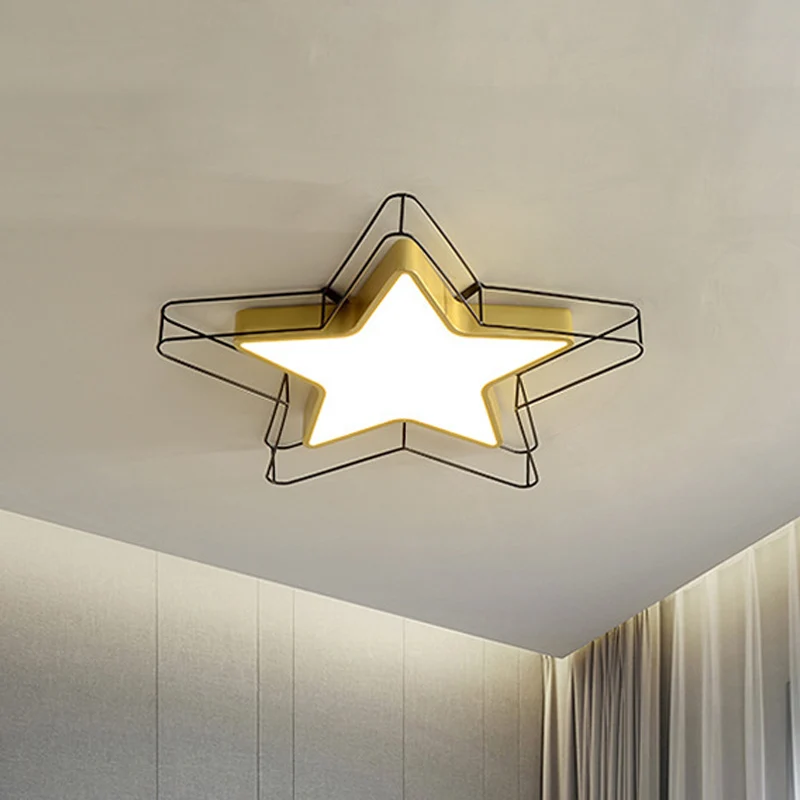 Lampe encastrée en forme de pentagramme noir/or, plafonnier LED moderne en acrylique pour chambre à coucher Clearhalo