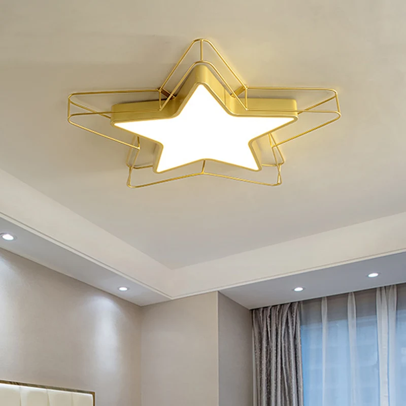 Lampe encastrée en forme de pentagramme noir/or, plafonnier LED moderne en acrylique pour chambre à coucher Clearhalo