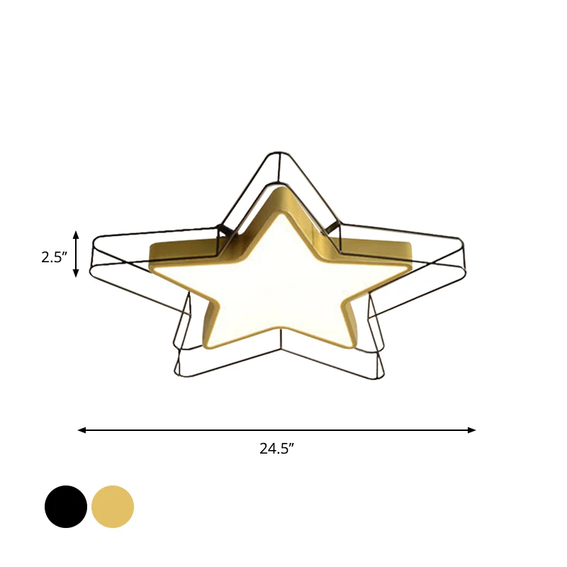 Lampe encastrée en forme de pentagramme noir/or, plafonnier LED moderne en acrylique pour chambre à coucher Clearhalo