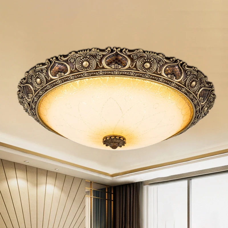 Lampe encastrée à LED de 13 "/ 16" / 19,5 "de large, bol de ferme en verre dépoli, lampe encastrée en marron, lumière chau...