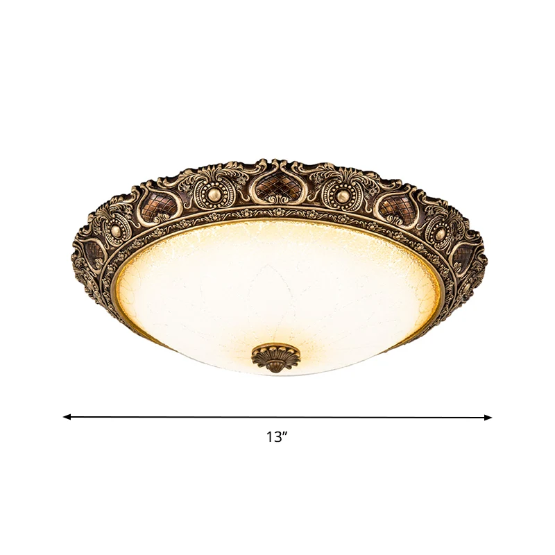 Lampe encastrée à LED de 13 "/ 16" / 19,5 "de large, bol de ferme en verre dépoli, lampe encastrée en marron, lumière chau...