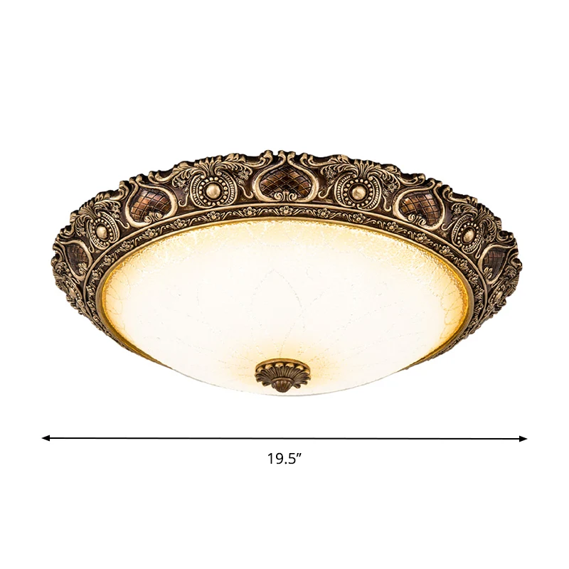 Lampe encastrée à LED de 13 "/ 16" / 19,5 "de large, bol de ferme en verre dépoli, lampe encastrée en marron, lumière chau...