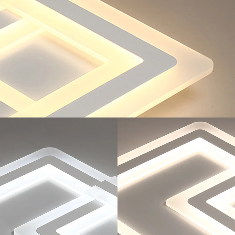 Lampe encastrée à LED carrée nordique de 16 "/ 19,5" / 25 "W LED en métal et acrylique blanc plafonnier encastré en blanc...