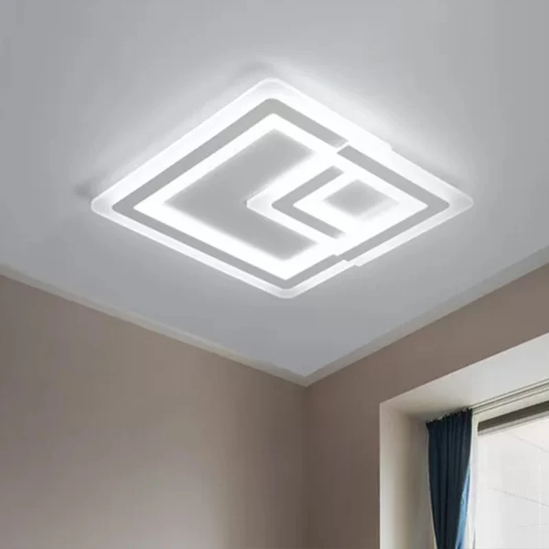 Lampe encastrée à LED carrée nordique de 16 "/ 19,5" / 25 "W LED en métal et acrylique blanc plafonnier encastré en blanc...